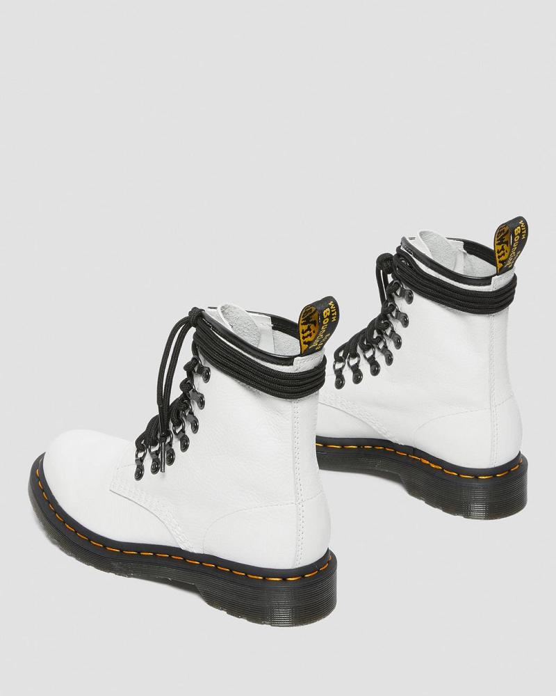 Dr Martens 1460 Laced Virginia Leren Veterlaarzen Dames Wit | NL 606TCE